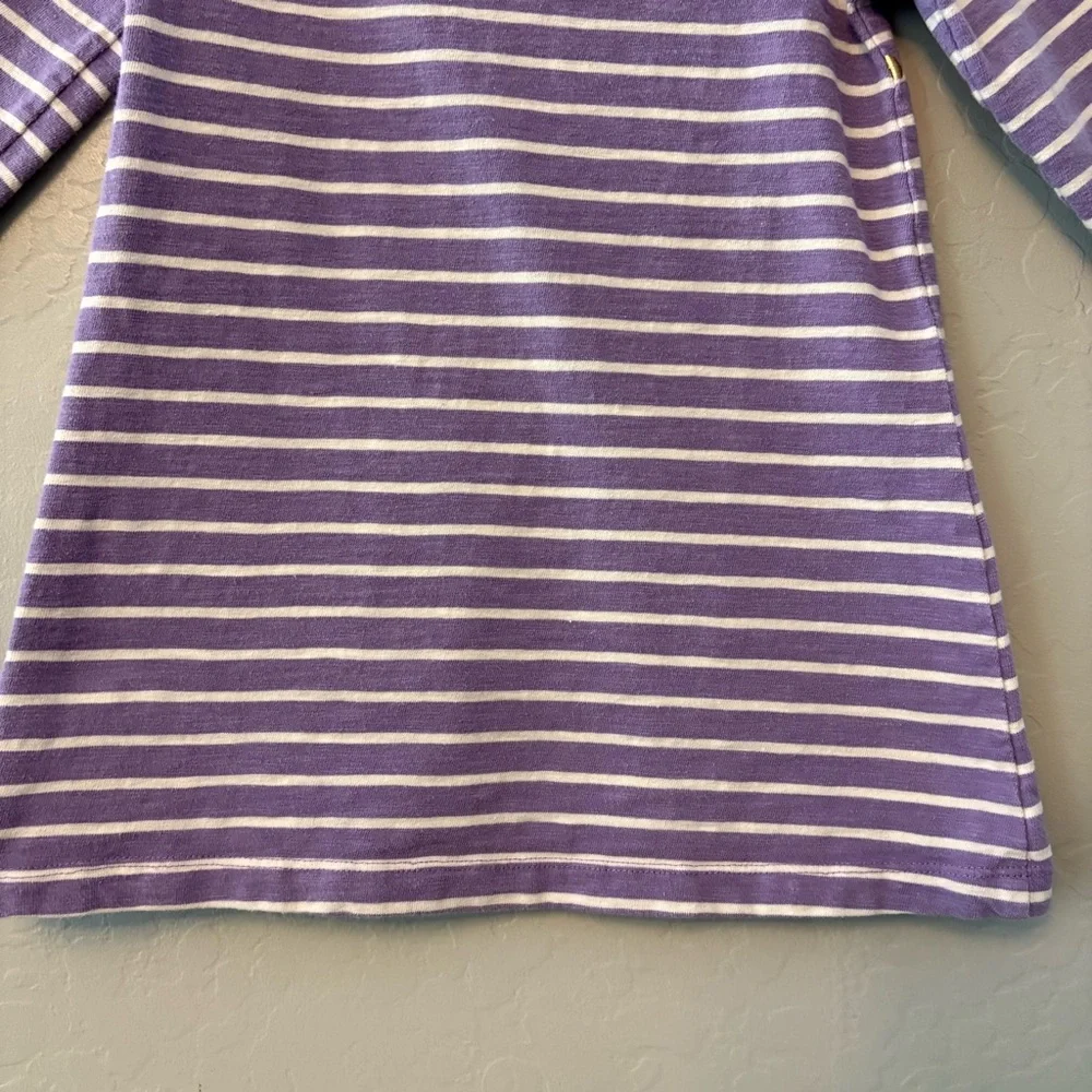 Mini Boden Purple and Cream Striped Dot Pocket Dress